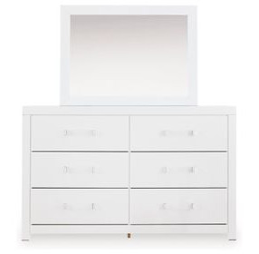 Raechalla White 6 Drawer Dresser and Rectangular Mirror