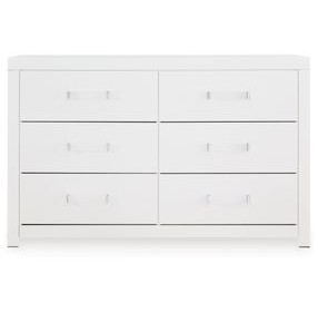 Raechalla Matte White 6 Drawer Dresser