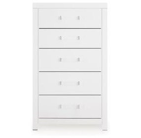 Raechalla Matte White 5 Drawer Chest