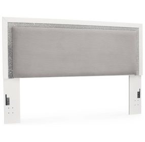 Marzoni White and Gray King Upholstered Panel Headboard and LED