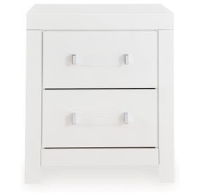 Raechalla Matte White 2 Drawer Nightstand
