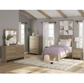 Dovander Warm Natural Brown Youth Platform Bedroom Set