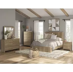 Dovander Warm Natural Brown Platform Bedroom Set