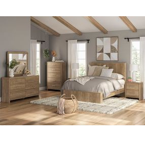 Dayella Warm Natural Brown Panel Bedroom Set