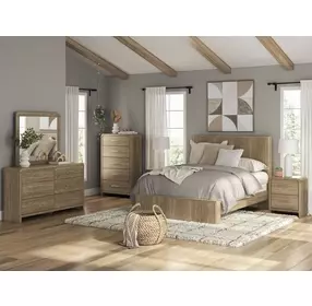 Dovander Warm Natural Brown Panel Bedroom Set
