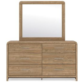 Dayella Warm Brown 6 Drawer Dresser and Rectangular Mirror