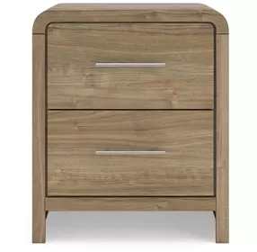 Dovander Warm Natural Brown 2 Drawer Nightstand with USB Charging