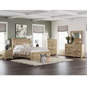 Fenderport Tan Panel Bedroom Set with Storage Footboard