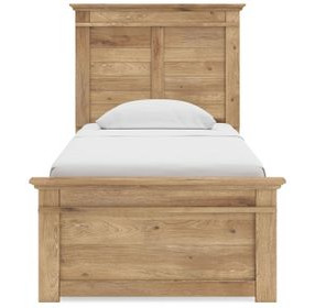 Fenderport Tan Twin Panel Bed with 2 Side Drawer Storage