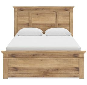 Allihauser Tan Queen Panel Bed with 4 Side Drawer Storage