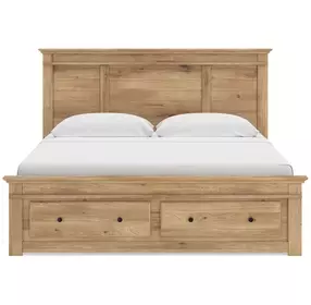 Fenderport Tan King Panel Bed with 4 Side Drawer Storage