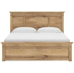Allihauser Tan King Panel Bed with 2 Side Drawer Storage