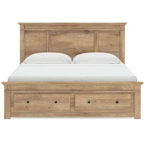 Allihauser Tan King Panel Bed with Storage Footboard