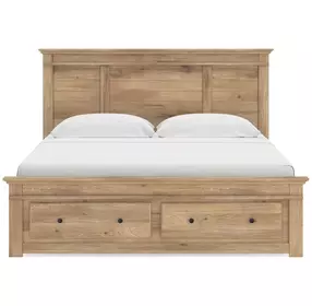 Fenderport Tan King Panel Bed with Storage Footboard