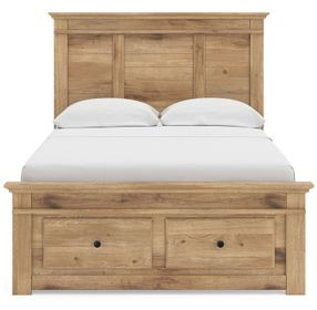Allihauser Tan Full Panel Bed with Storage Footboard and 2 Side Drawer
