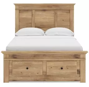 Fenderport Tan Full Panel Bed with Storage Footboard and 2 Side Drawer