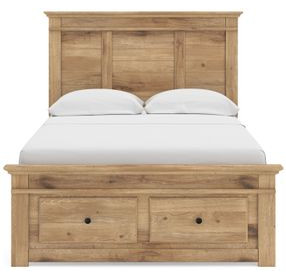 Allihauser Tan Full Panel Bed with Storage Footboard