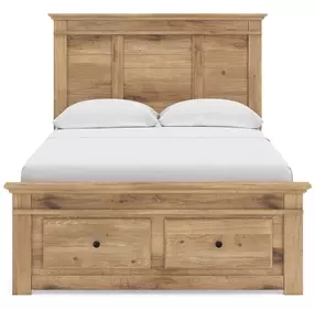 Fenderport Tan Full Panel Bed with Storage Footboard