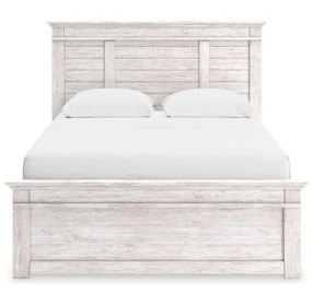 Allihauser Whitewash Queen Panel Bed with 4 Side Drawer Storage