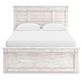 Allihauser Whitewash King Panel Bed with 2 Side Drawer Storage