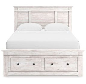 Allihauser Whitewash King Panel Bed with Storage Footboard