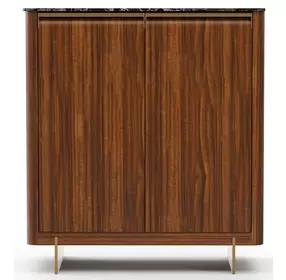 Altura Smoked Walnut and Champagne Gold 2 Door Stone Top Hall Chest