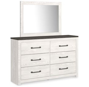 Gerridan White and Gray 6 Drawer Dresser with Rectangular Mirror