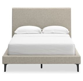 Cielden Soft Gray Full Upholstered Panel Bed