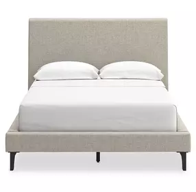 Cielden Soft Gray Full Upholstered Panel Bed