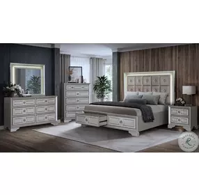 B01209 Silver Paint Upholstered Storage Bedroom Set