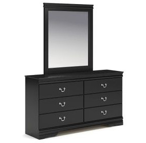 Huey Vineyard Black 6 Drawer Dresser and Rectangular Mirror