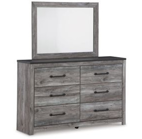 Bronyan Dark Gray 6 Drawer Dresser and Rectangular Mirror