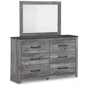 Bronyan Dark Gray 6 Drawer Dresser and Rectangular Mirror