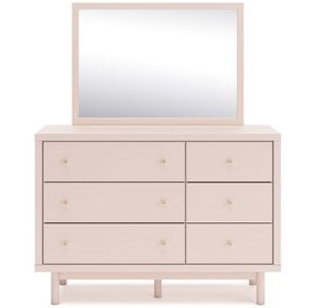 Wistenpine Blush 6 Drawer Dresser and Rectangular Mirror