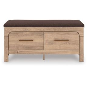 Prandefort Brown Upholstered Storage Bed Bench