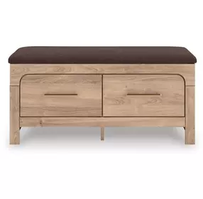 Hollymount Brown Upholstered Storage Bed Bench