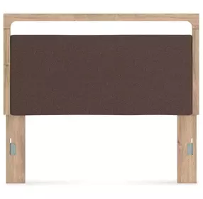 Hollymount Tan and Brown Queen Upholstered Panel Headboard with LED