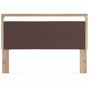 Hollymount Tan and Brown King Upholstered Panel Headboard with LED