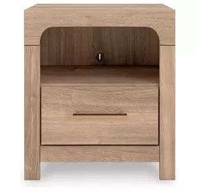 Hollymount Tan 1 Drawer Nightstand with USB Charging