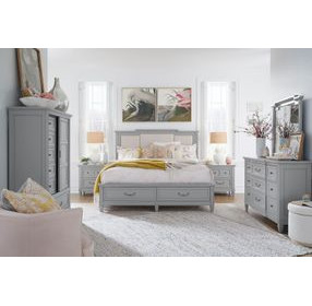 Glenbrook Pebble and Beige Upholstered Storage Panel Bedroom Set