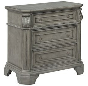 B01550 Gray 3 Drawer Nightstand with USB Charging and LED