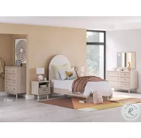 Shapella Tan And White Youth Upholstered Panel Bedroom Set