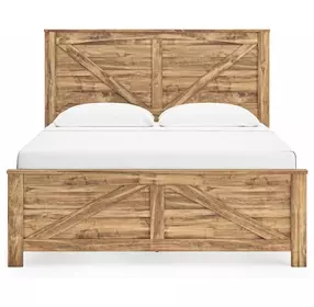 Hastiport Brown King Crossbuck Panel Bed
