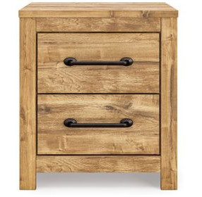 Hastiport Brown 2 Drawer Nightstand with USB Charging