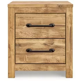 Hastiport Brown 2 Drawer Nightstand with USB Charging