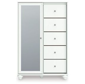 Trindura White 5 Drawer Door Chest