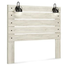 Cambeck Whitewash Queen Panel Headboard with LED and USB Charging