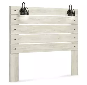 Cambeck Whitewash Queen Panel Headboard with LED and USB Charging