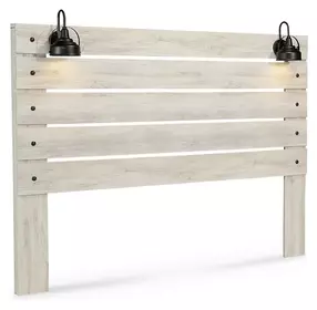 Cambeck Whitewash King Panel Headboard with LED and USB Charging