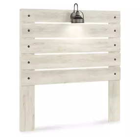 Cambeck Whitewash Full Panel Headboard with LED and USB Charging